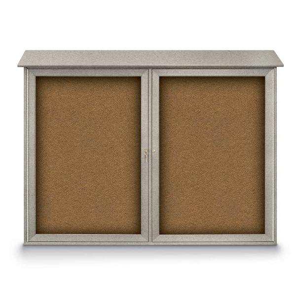 Indoor Enclosed Combo Board, 48"x36", Satin Frame/Blue & Rubber